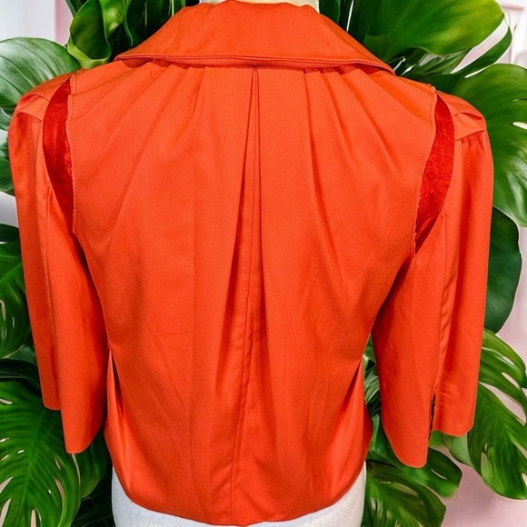 Robert Rodriguez Vibrant Orange Double-Breasted Cropped Trench Style Jacket Sz 2 - Picture 8 of 15